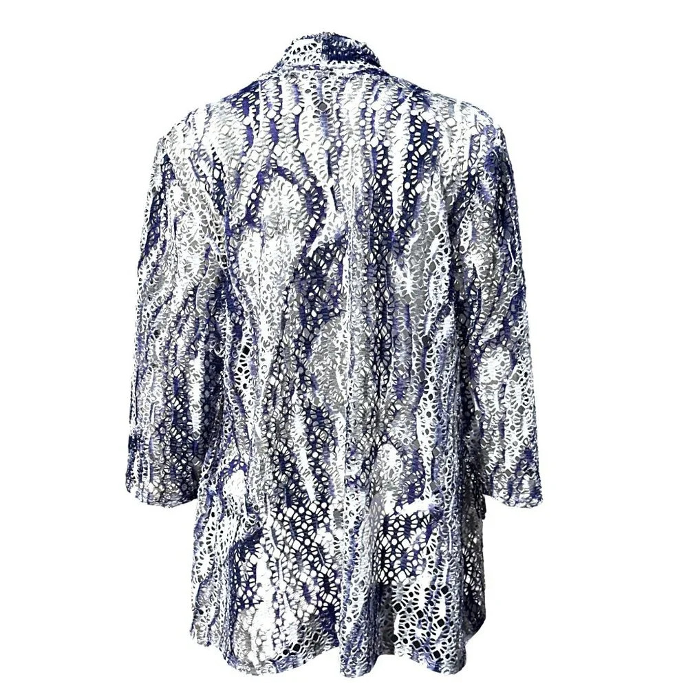 Chicos Traveler Collection Open Front Net Cover Up Elegant Breezy Layering Piece - Picture 3 of 11